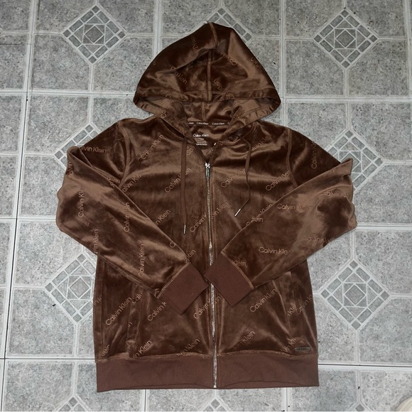 NEW Calvin Klein women’s Carmel Brown Hoodie Jacket Soft Size Medium - Picture 1 of 6